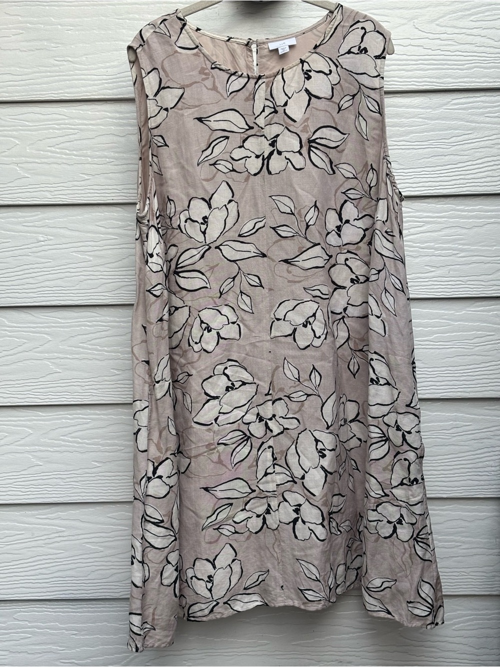 J. Jill Love Linen Midi Shift Dress Floral 
Cottagecore Tan Black Women’s Sz 2X